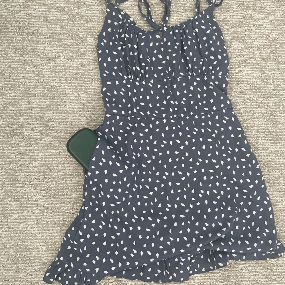 Abercrombie & Fitch Blue Sundress with White Polka Dots and Pockets - Picture 7 of 7